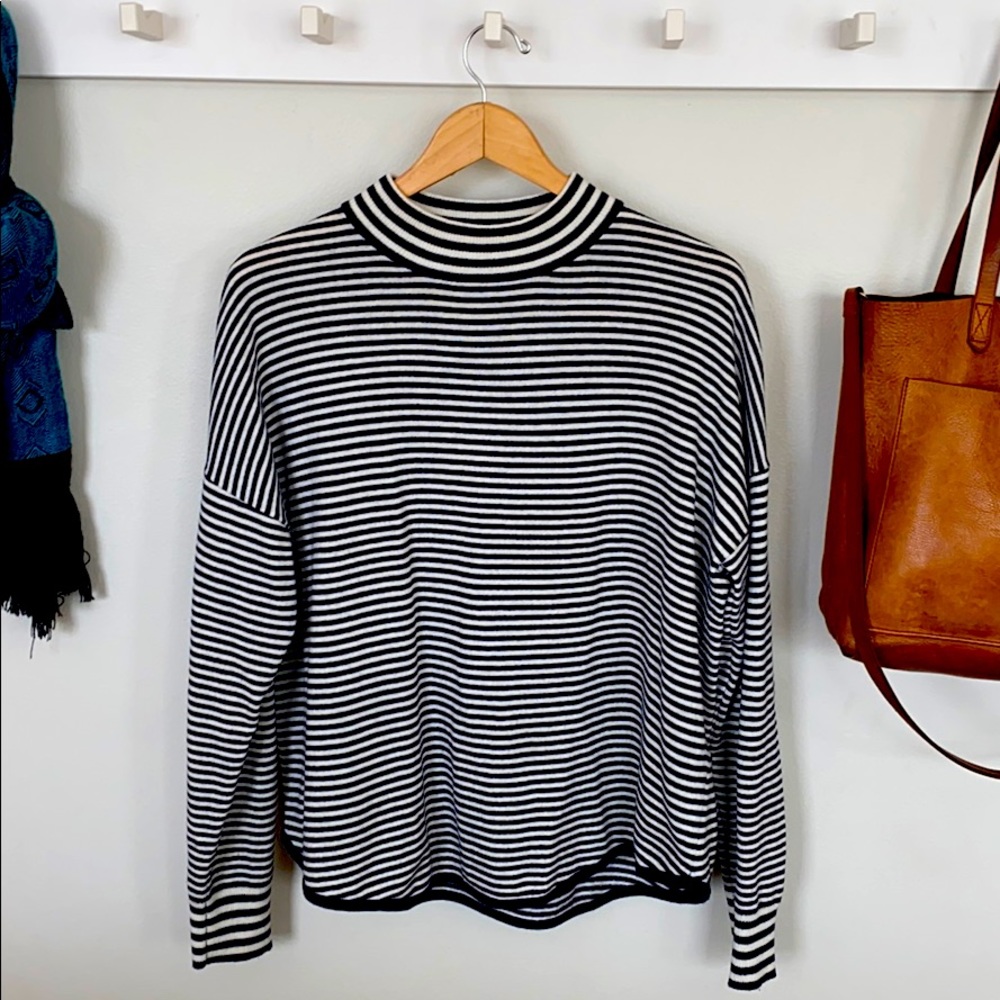 Madewell Stripe Mix Ashbury Mockneck Sweater